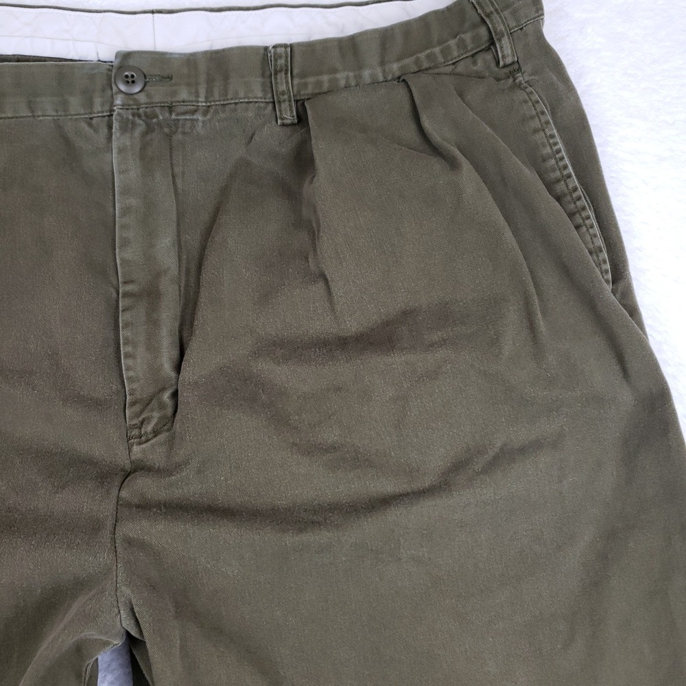 Polo Ralph Lauren Andrew Pant Mens 44x28 Olive Green Pleated Cotton Chino Big - Picture 2 of 12